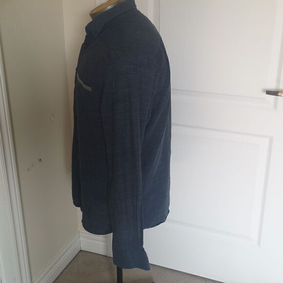 Koton Men Slim Fit Button Down Casual Shirt XL Blue - Picture 3 of 16